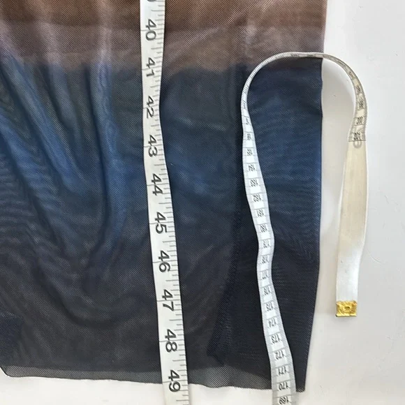 BodyCon Dress L Ruched Ombre Sunset Sheer Sleeves Y2K Dark Fairy Ethereal Grunge - Picture 5 of 15